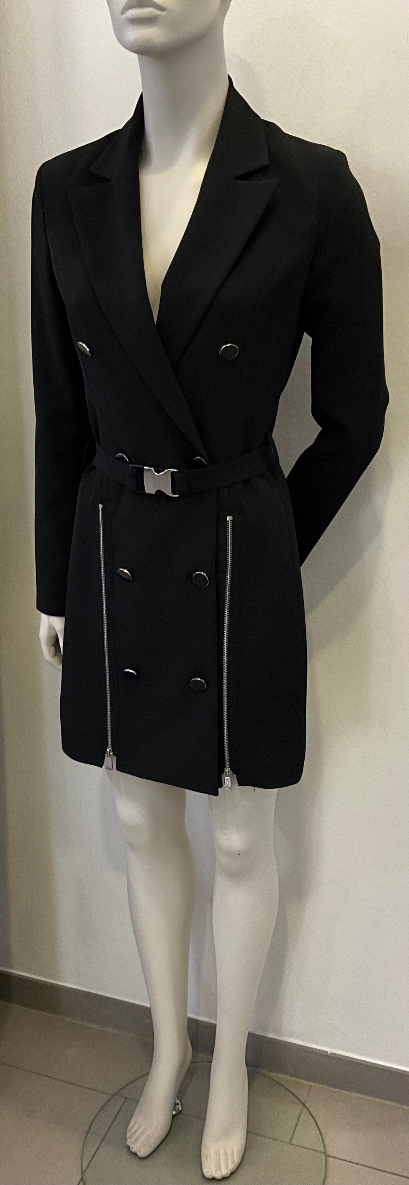 Guess Mantel - Kleid schwarz silberne Reißverschlüsse