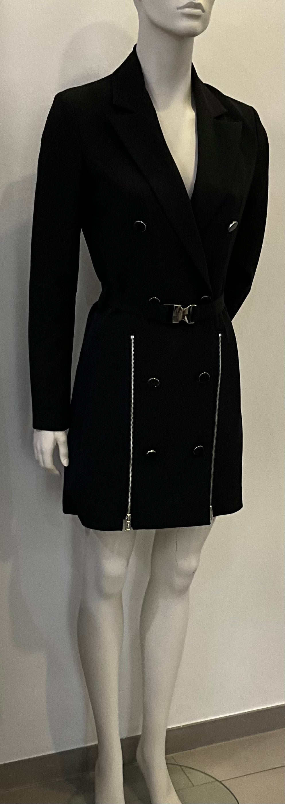 Guess Mantel - Kleid schwarz silberne Reißverschlüsse