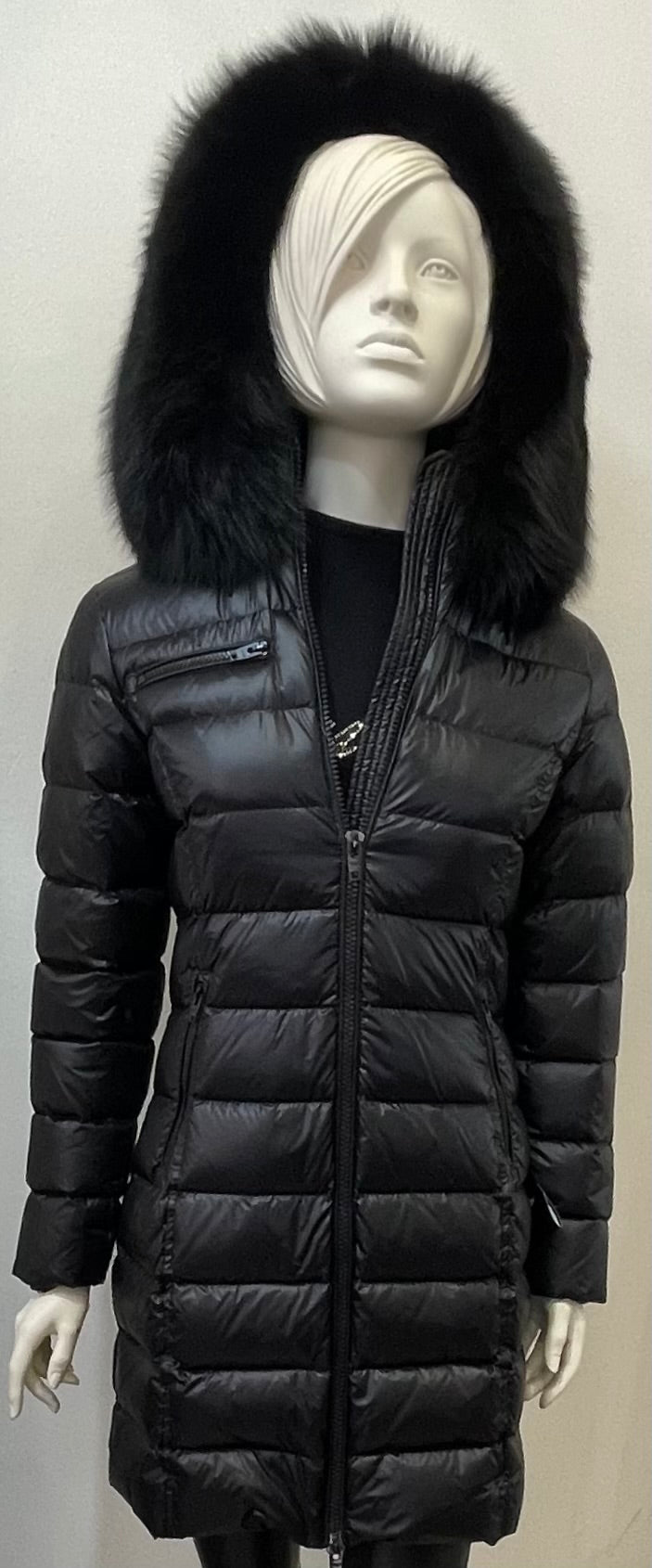 Rock & Blue Daunen Mantel weiß mit weißem Pelz oder schwarz / schwarz