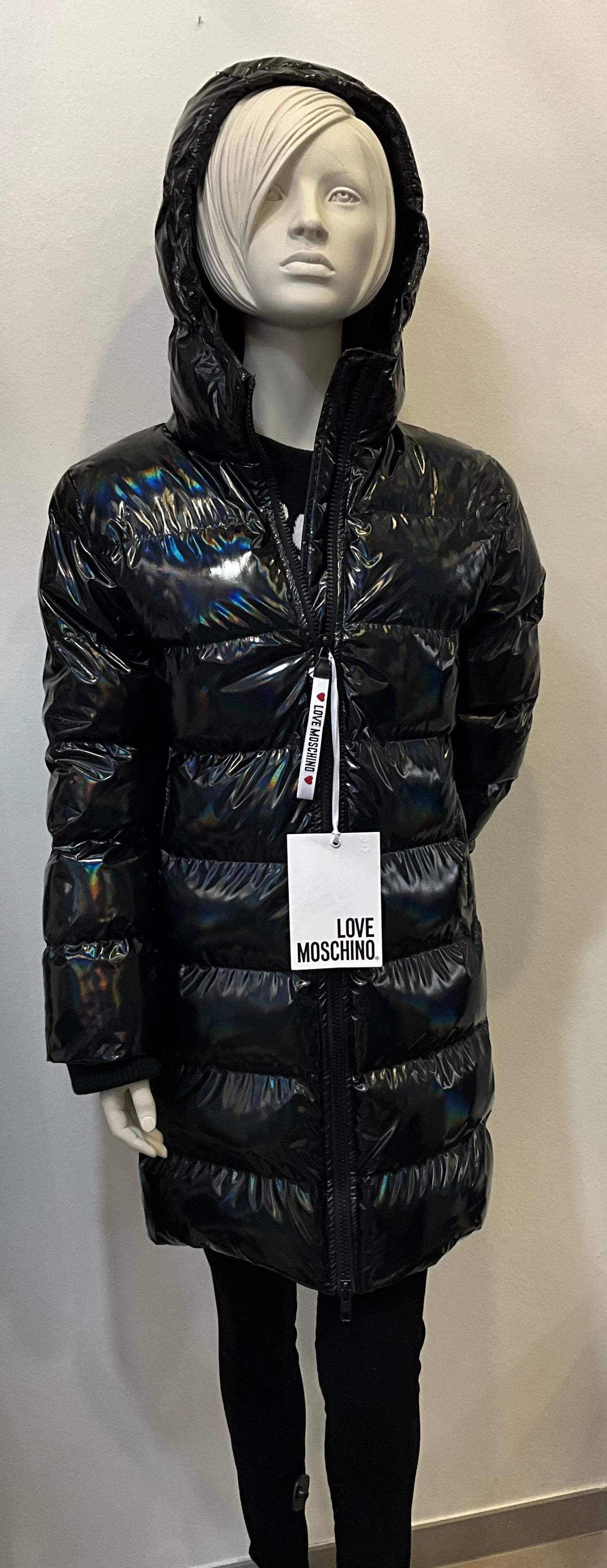 Love Moschino Steppmantel schwarz glänzend