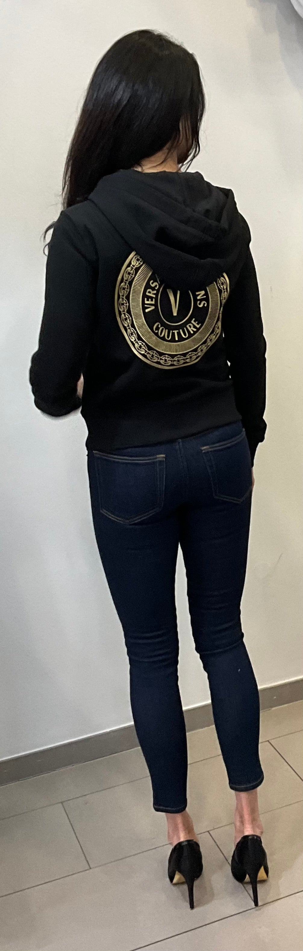 VERSACE JEANS COUTURE Sweatjacke mit Kapuze in black