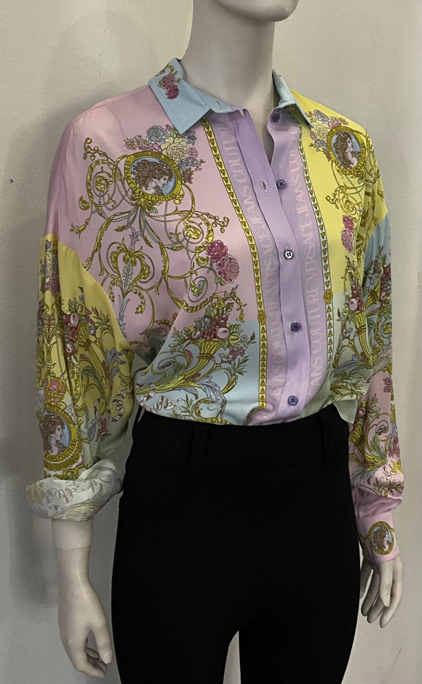 sommerliche Bluse Versace Jeans Couture rosa gelb