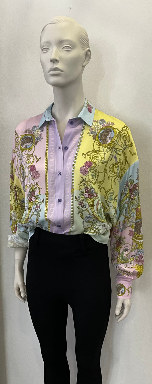 sommerliche Bluse Versace Jeans Couture rosa gelb