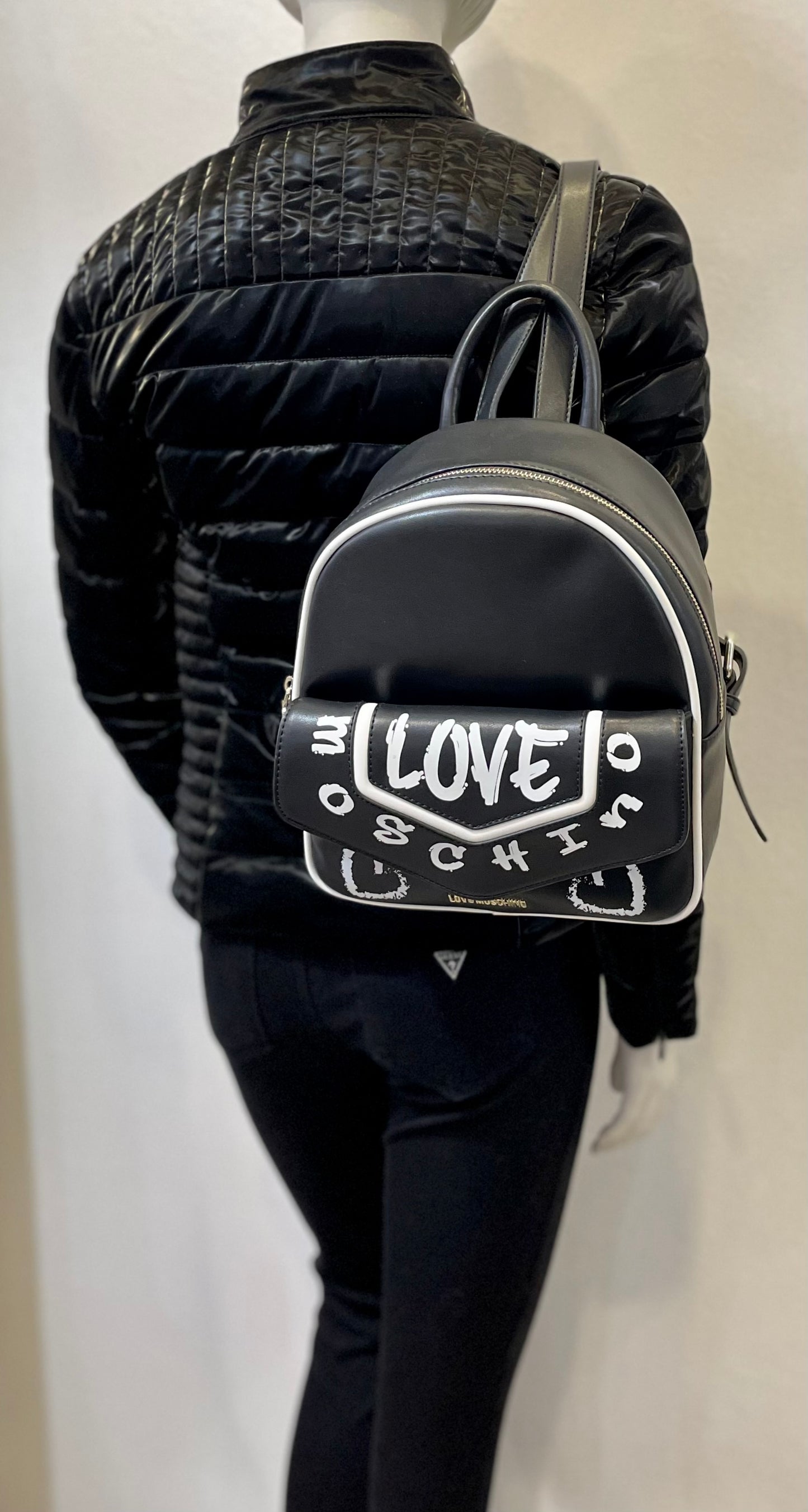 LOVE Moschino Rucksack schwarz weiß