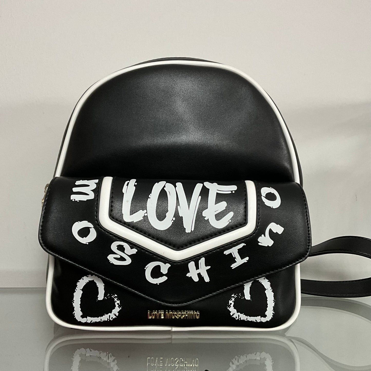 LOVE Moschino Rucksack schwarz weiß