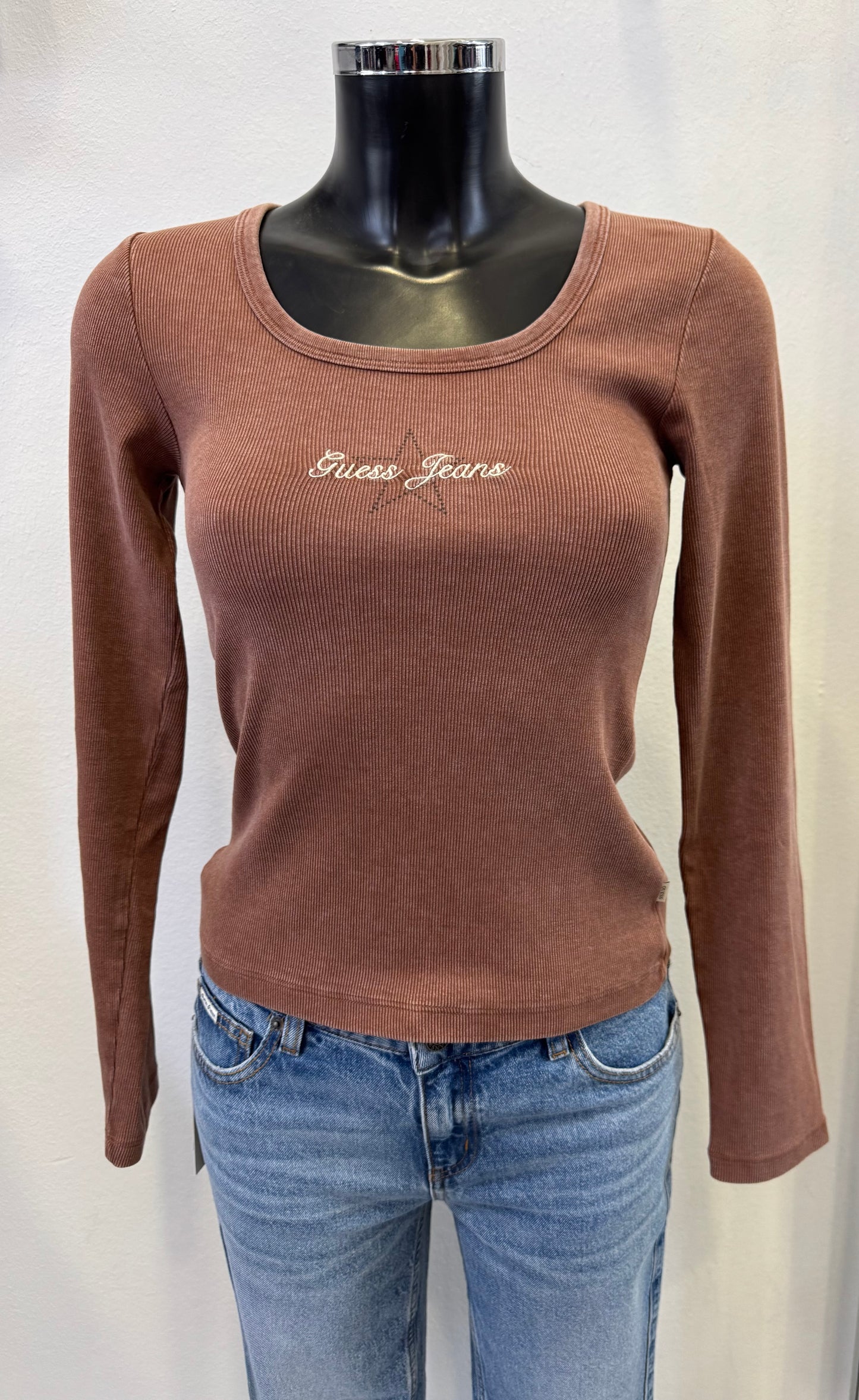 Guess langarm Shirt mit gesticktem Logo „Guess Jeans“