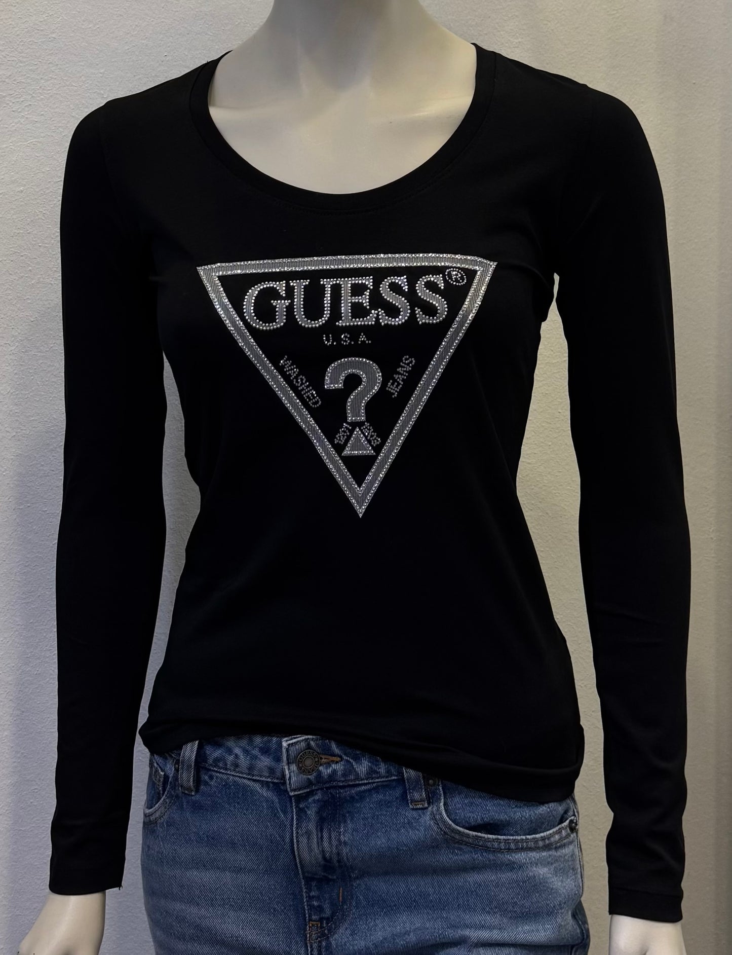 Guess Longsleeve Triangle Strass T-shirt