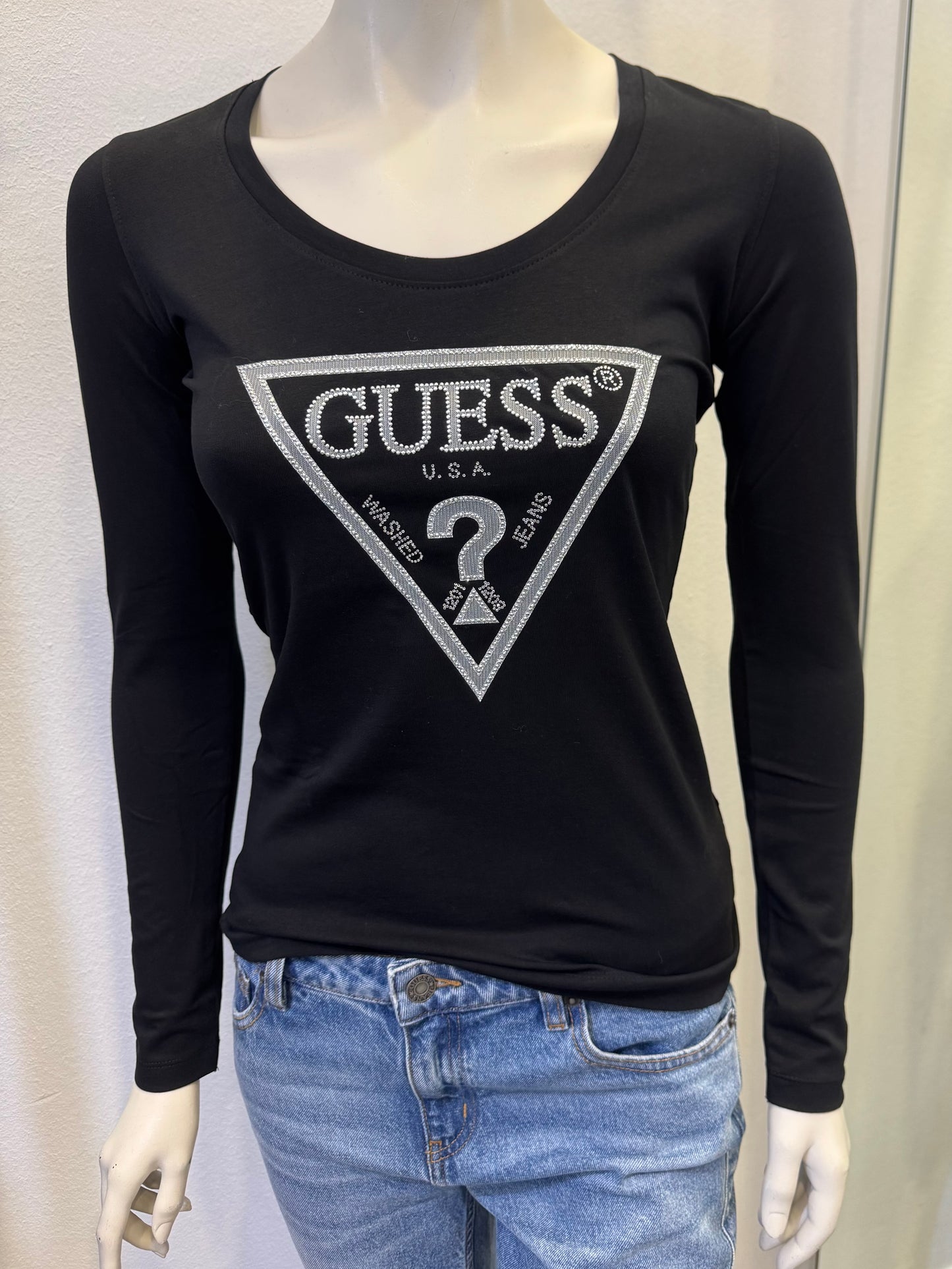 Guess Longsleeve Triangle Strass T-shirt