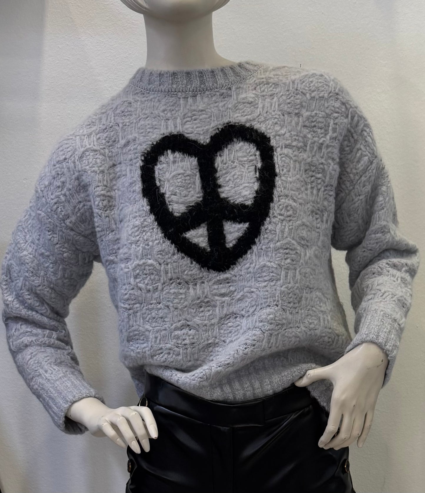 Moschino Stickpulli grau mit Herz