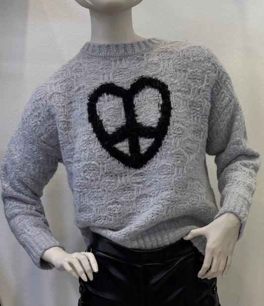 Moschino Stickpulli grau mit Herz