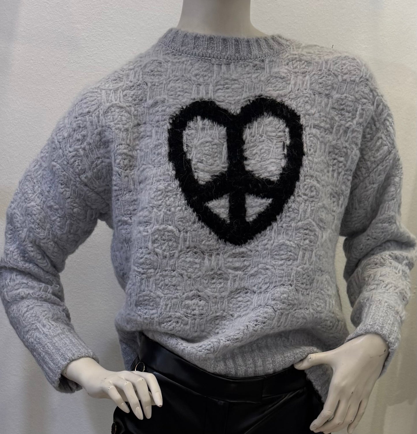 Moschino Stickpulli grau mit Herz