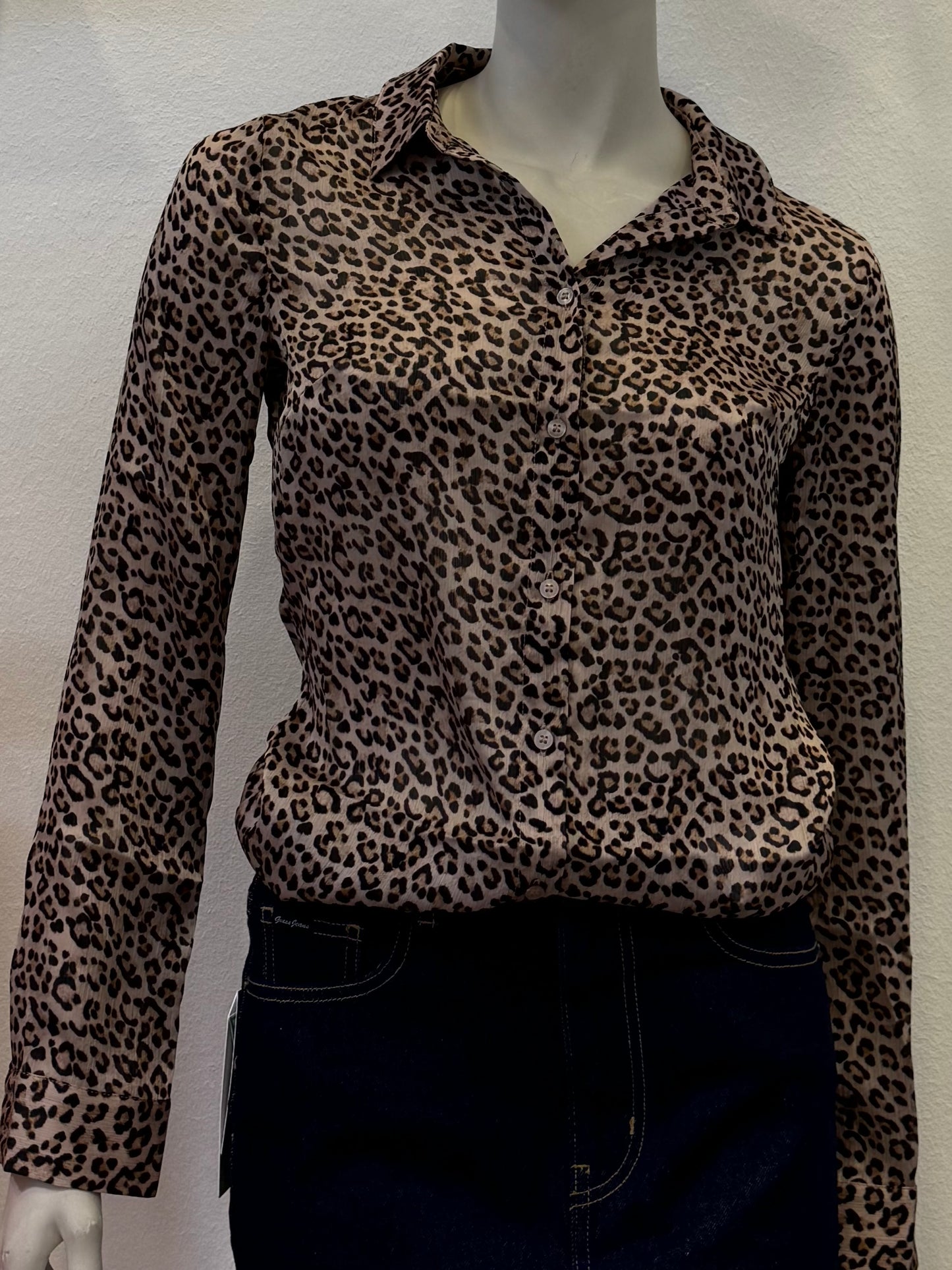 Guess Bluse Chiffonhemd Leoprint