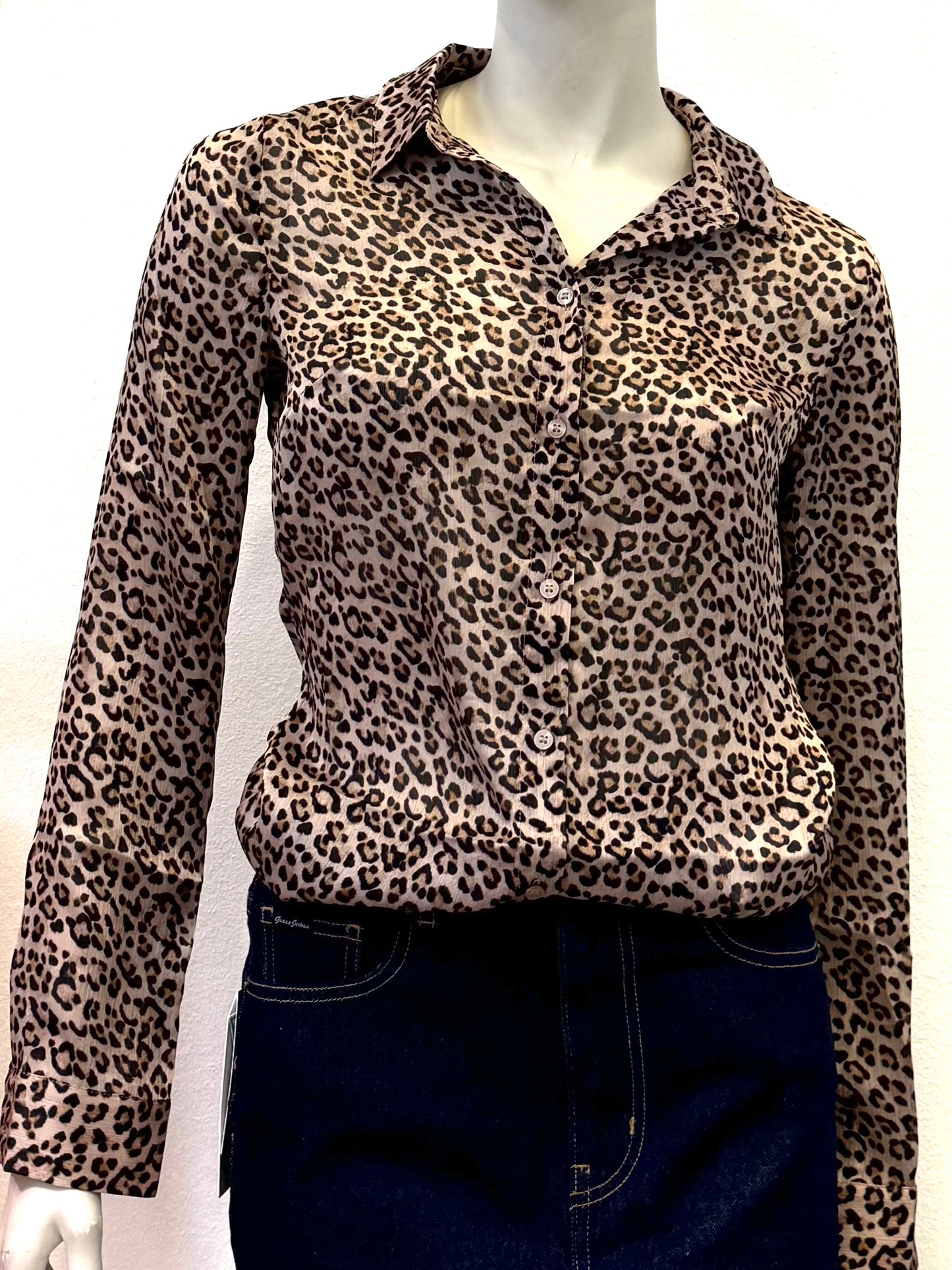 Guess Bluse Chiffonhemd Leoprint