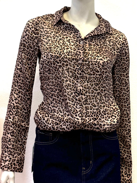 Guess Bluse Chiffonhemd Leoprint