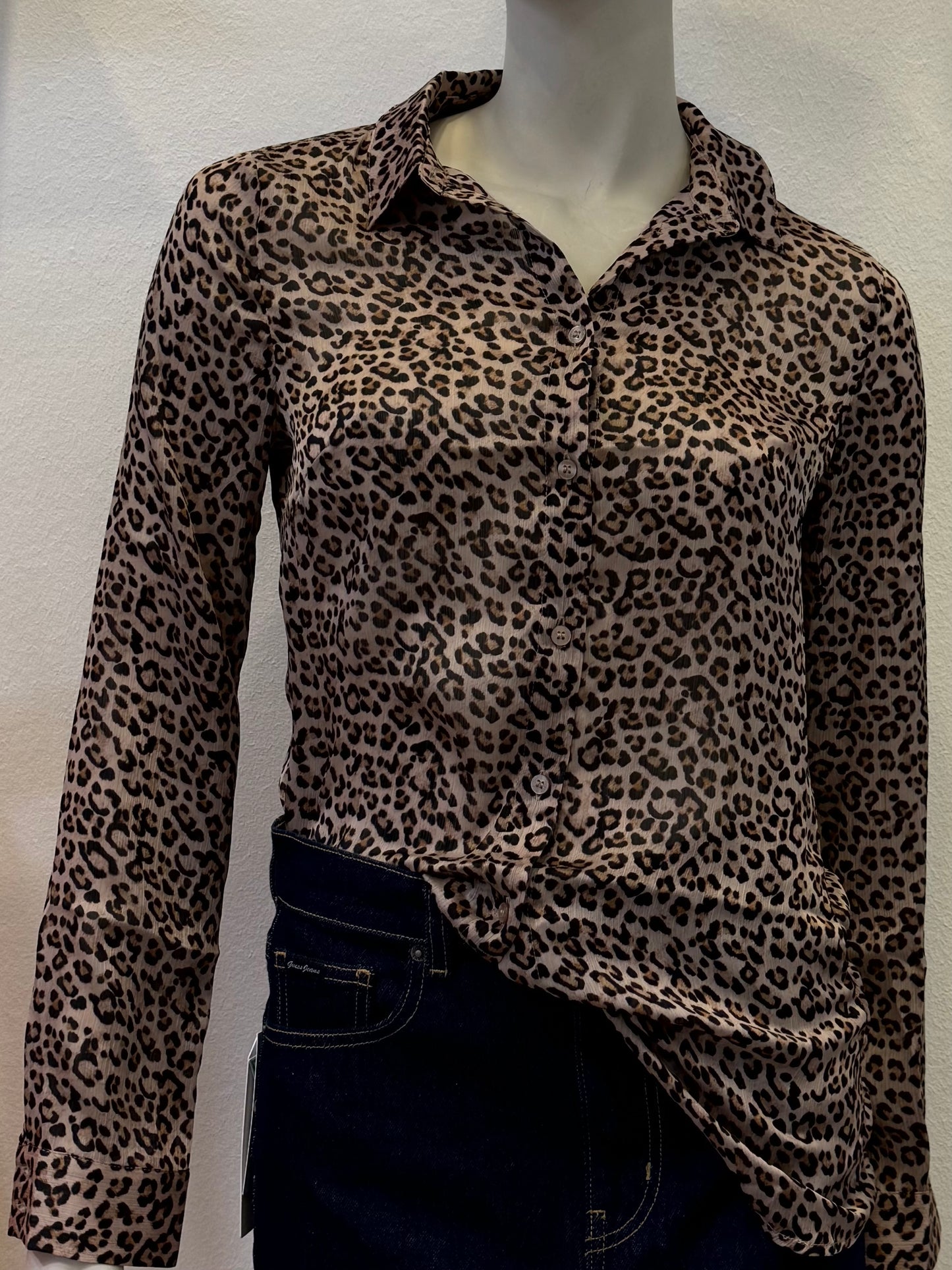 Guess Bluse Chiffonhemd Leoprint