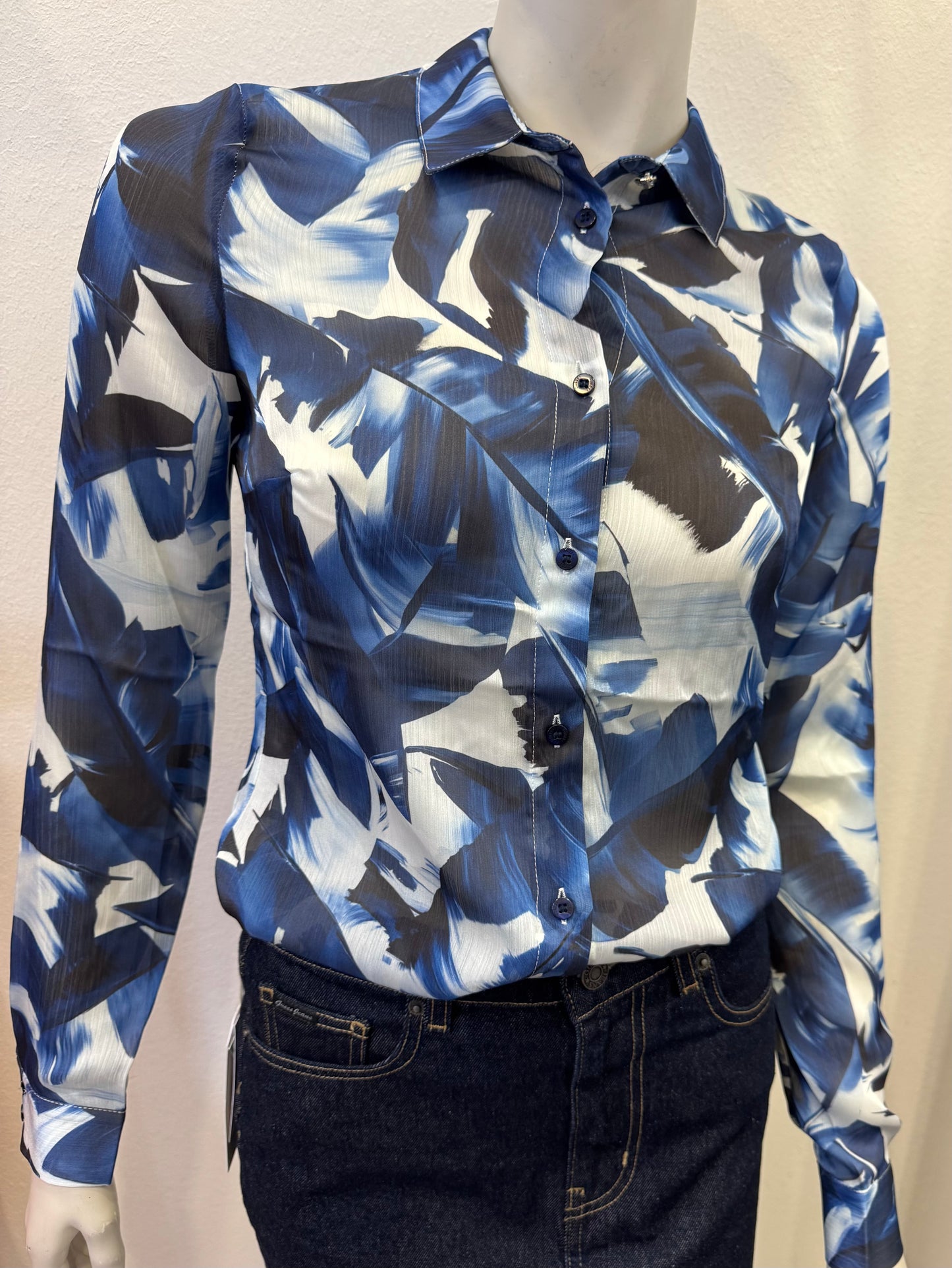 Guess Bluse blau gemustert