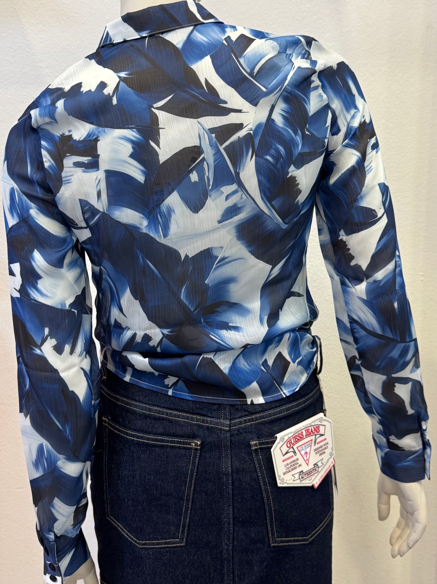 Guess Bluse blau gemustert