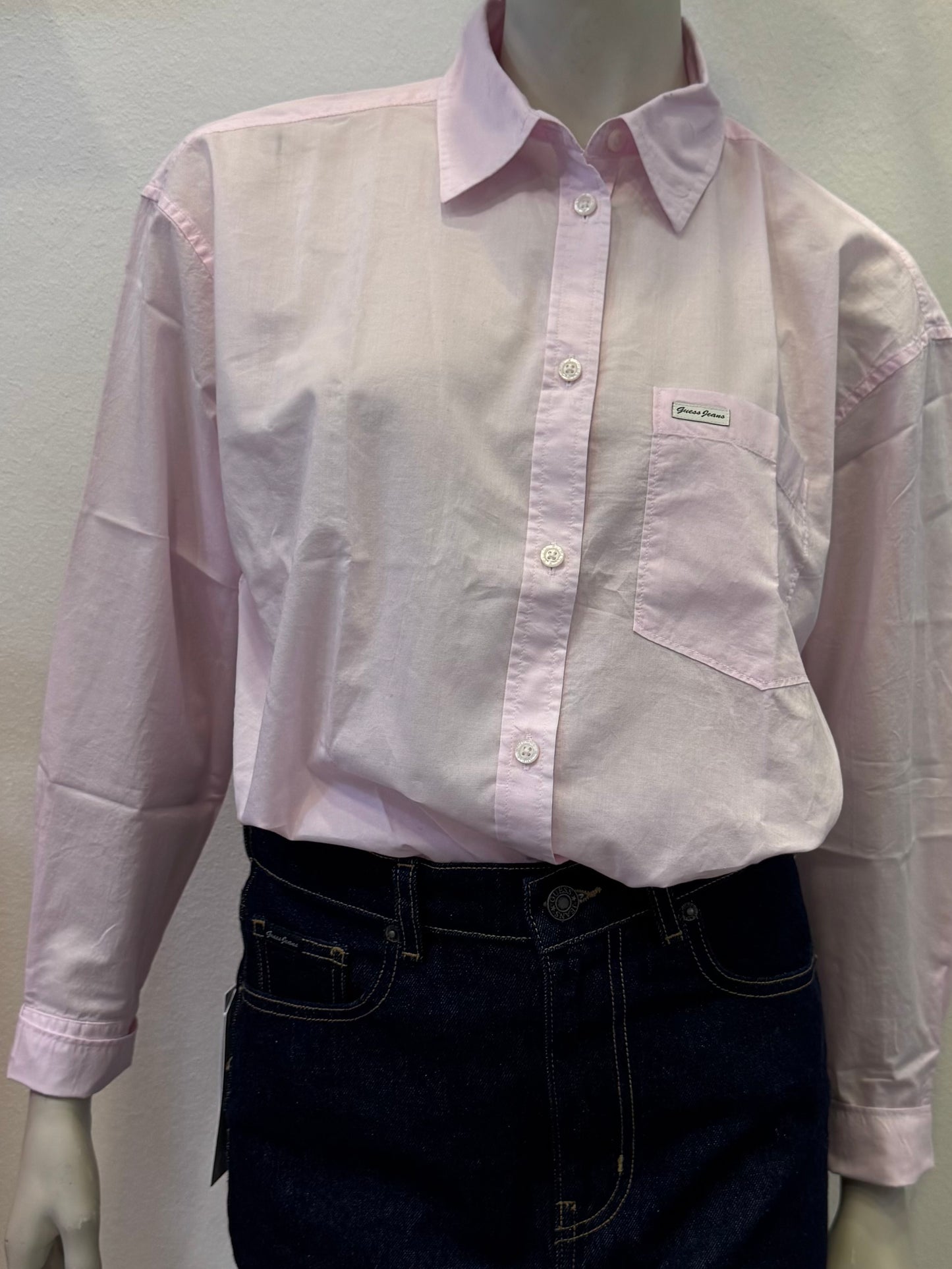 Guess Jeans Bluse rosa sommerliche Baumwolle