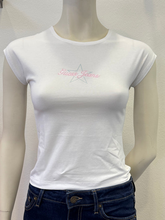Guess T-Shirt kurzarm weiß