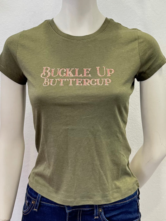 Guess T-Shirt olive mit Steinchen