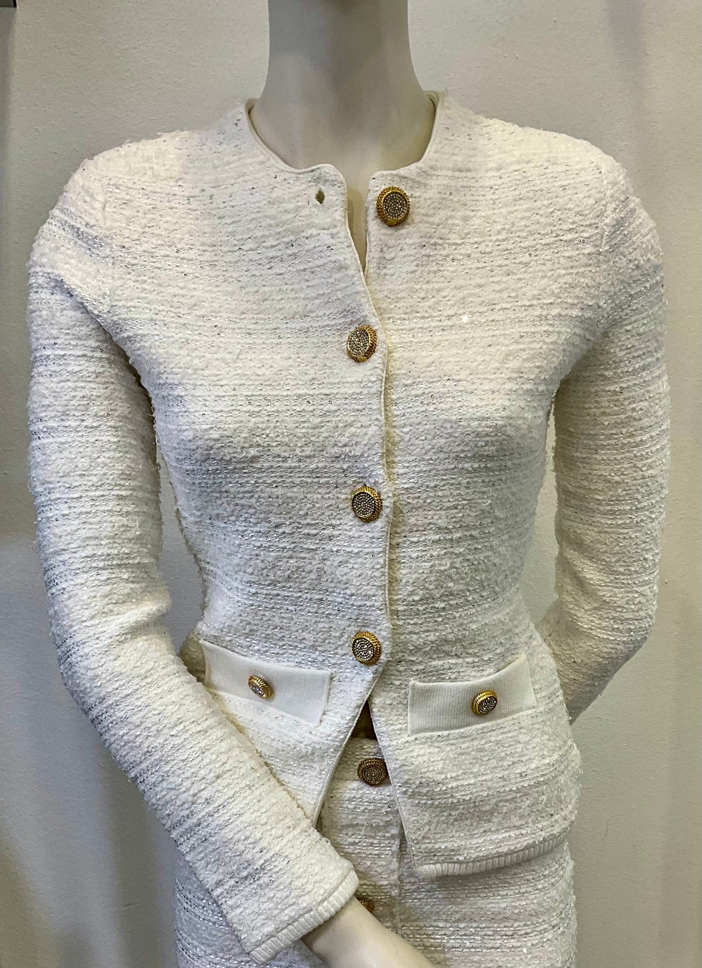 Marciano Tweed Cardigan weißes Jäckchen