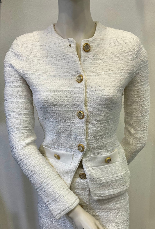 Marciano Tweed Cardigan weißes Jäckchen