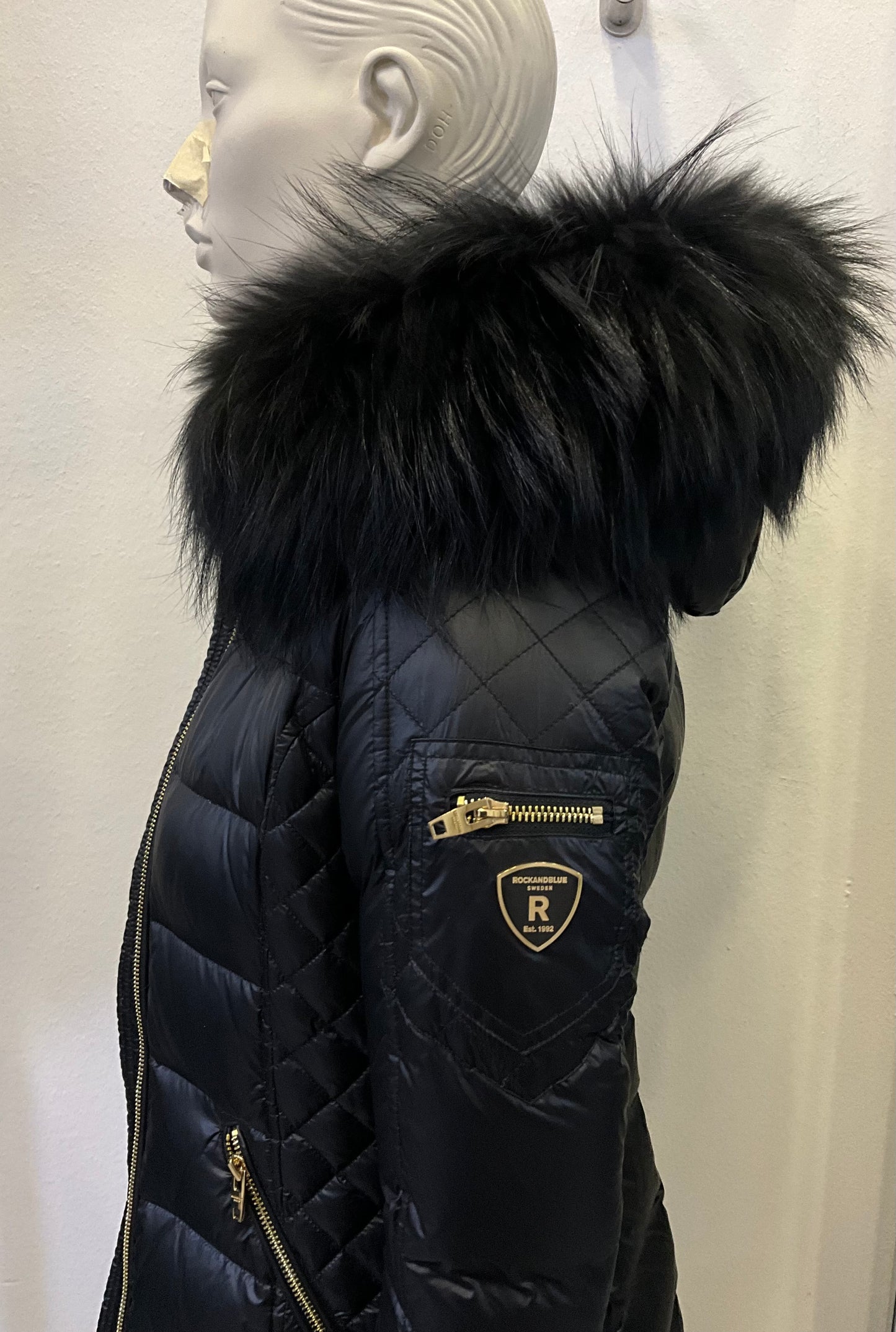 RockandBlue Ciara sand / Moonbean Daunenmantel mit großem Echtpelz Kragen