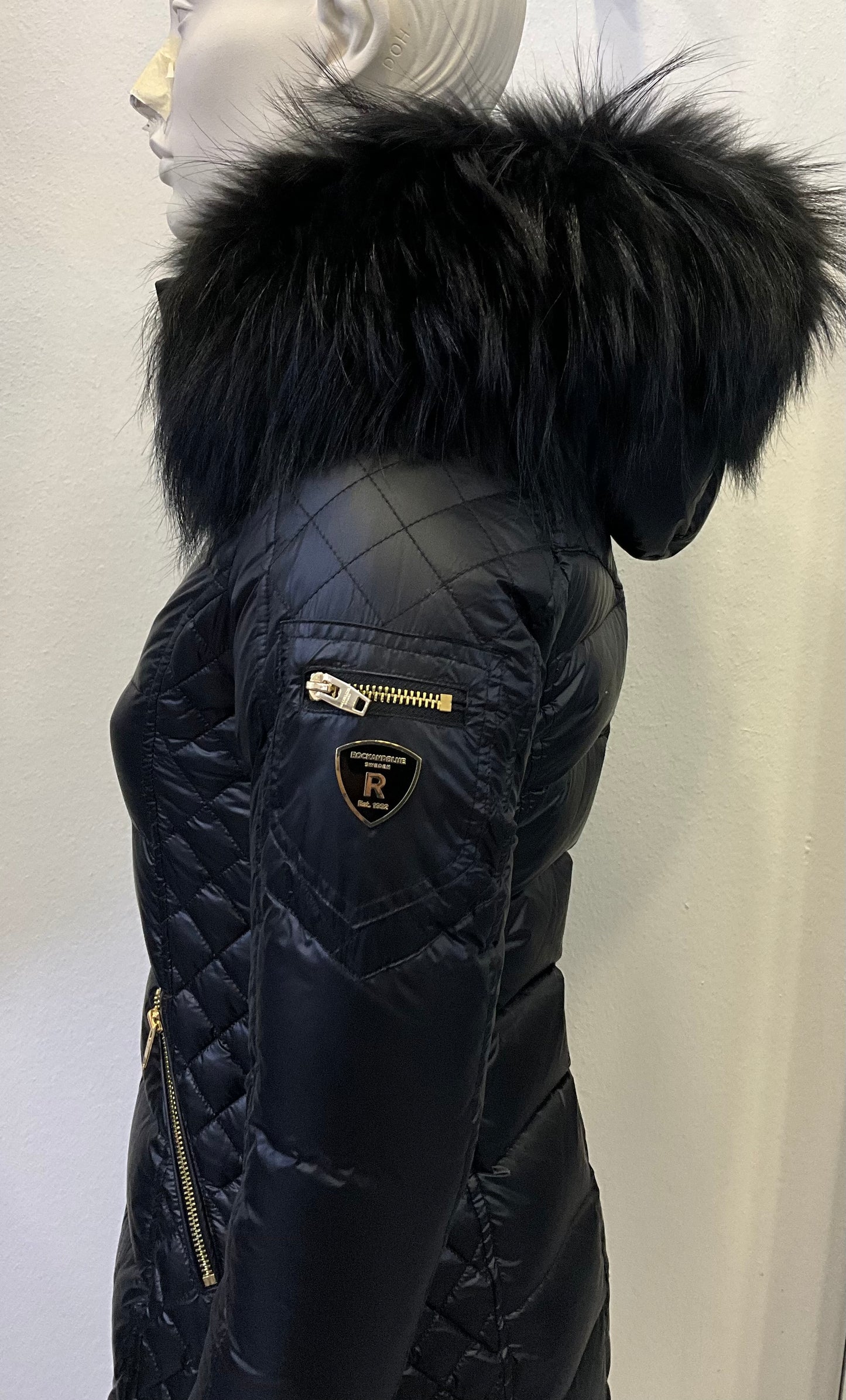 RockandBlue Ciara sand / Moonbean Daunenmantel mit großem Echtpelz Kragen