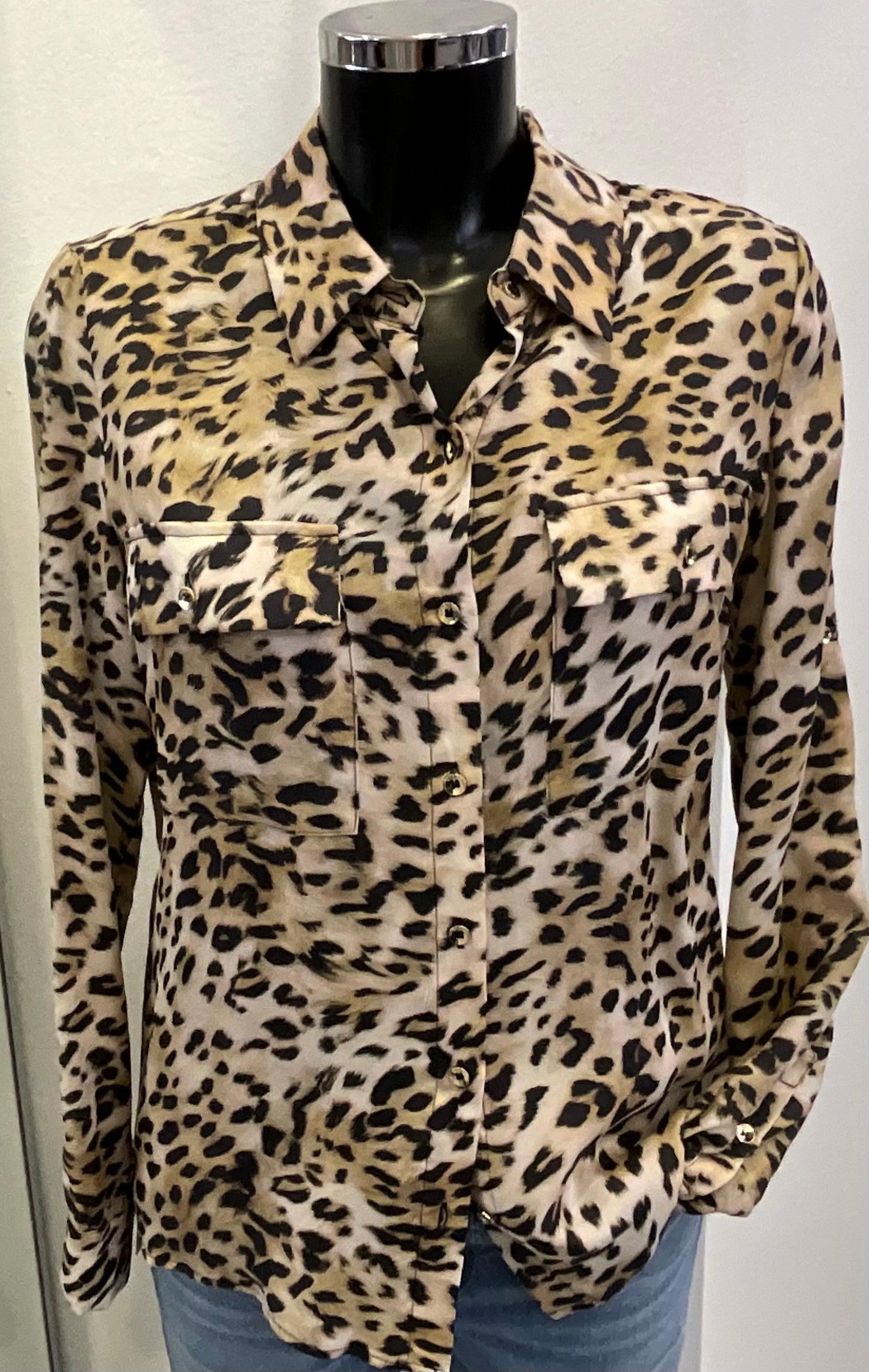 Leo Bluse langarm mit golden Knöpfen