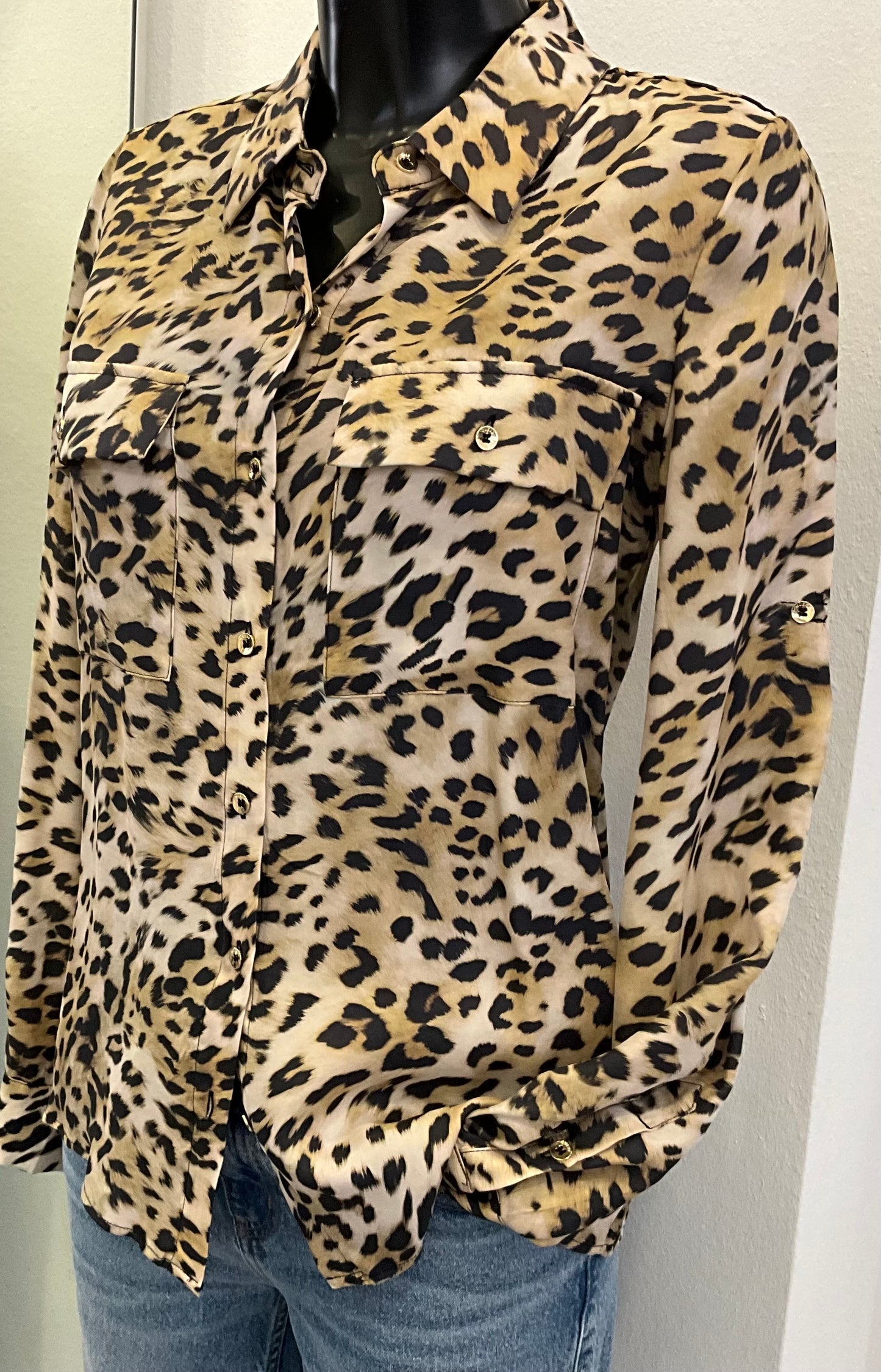 Leo Bluse langarm mit golden Knöpfen